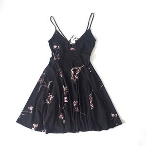 NWT Urban Outfitter Black Floral Skater Dress